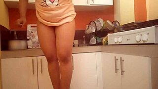 uhh my big ass busty stepmom fingers pussy in kitchen so hot