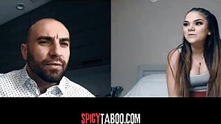 Stepdaughter teases stepdad with naughty webcam show fingering her wet teen pussy