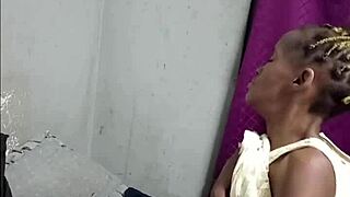 why does hottest braided black teen slut suck masked man's cock in yellow dress then ride doggystyle?