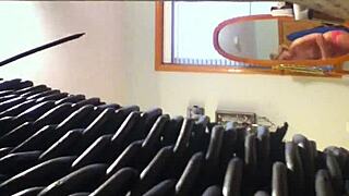 Milf steps out of steamy shower and slips into fresh clothes casually