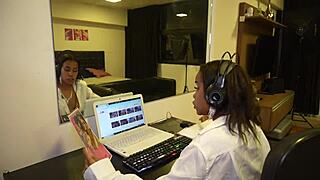 hot secretary cheerleader rides boss bareback in office without condom