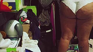Voyeur Catches Chubby Mexican BBW Cleaning Room Nude