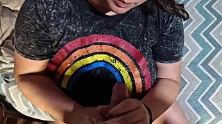 Girlfriend sucks boyfriend's cock on their big anniversary