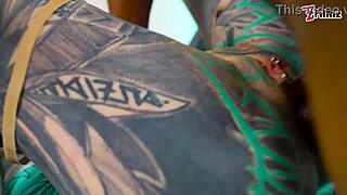 Alternative goth punk babe with pierced nipples deepthroats bbc then squirts from rough assfucking