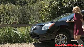 Bonded submissive endures outdoor whipping in intense BDSM storyline interview