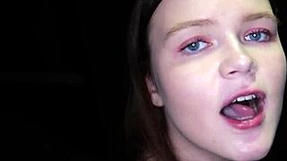 ava savors her liquid lunch at the gloryhole