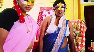 Desi Family Threesome Pounds Wife with Telugu Dirty Talk and Big Natural Tits Bounce