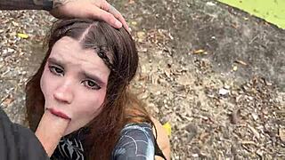 spider-man alt babe drilled in all holes inside creepy abandoned house!