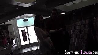 ETHNIC BABE SUCKS Monster Cock DEEP At Gloryhole Gloryhole Handjob Tugs!