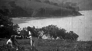 Vintage hairy beavers bare all in wild nature settings