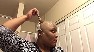 milf shaves head smooth bald first time for bf at home request