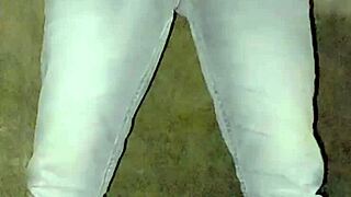 Feminized sissy faggot flashes small cock publicly then pisses