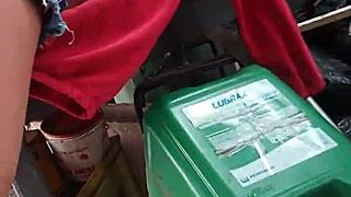 damn, my blonde stepdaughter's using that sex toy outdoors while mom's gone 🔥🍑