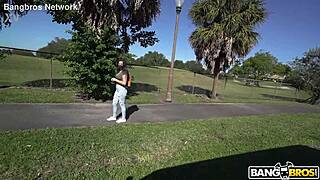 brunette with shaved pussy enjoys blowjob and holiday fun on wheels, smooth and hairless action