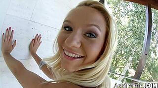 Eighteen-year-old blonde faces intense anal casting interview swallowing every drop