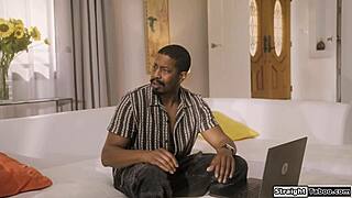 Curious teen neighbor can't resist dropping to knees for neighbor's massive BBC lick and suck