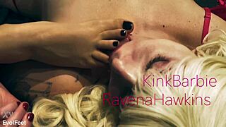 kink barbie bound tight in duct tape for total domination gagging on feet