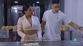 damn, the baker stuffed my ass full of hot cum - mariana martix and max betancur creampie action