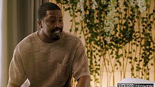 Curious teen neighbor can't resist dropping to knees for neighbor's massive BBC lick and suck