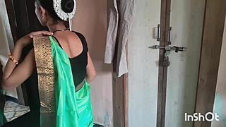 My Sexy Village Bhabhi Shivani Teases In Green Saree Stripping