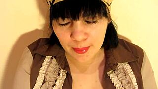 i'm so horny as waitress shoving fruits deep in my shaved pussy at work