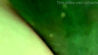 heat makes her spread legs wide no panties shaved big pussy takes wet cucumber deep squirts