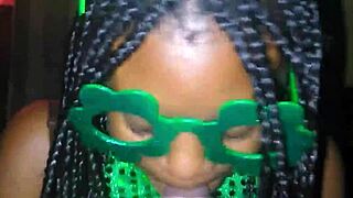 Sloppy Deepthroat on Big Black Cock for St. Patrick's Thrill