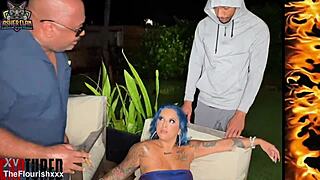spanish barbie dives into wild outdoor threesome