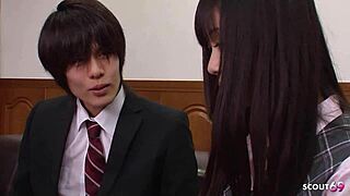 Dude, this petite asian virgin teen gets deflowered by classmate's huge cock in uncensored jav!