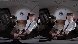 boss storms dark vr room for tit-squeezing blowjob and ass worship now!