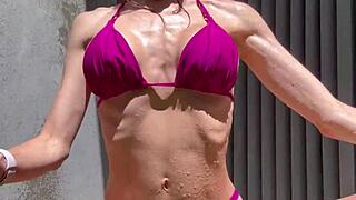bikini milf strips and plays with wet pussy close-up compilation!!