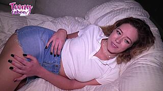 River Lynn's young body learns deep pleasure from older stepdad's experienced touch