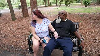 Nerdy Milf Sucks Big Black Dick In Park Outdoors!