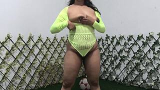 My heart races watching this latina brunette's exotic dance turn into juicy pussy fingering, big tits heaving with moans and orgasms.