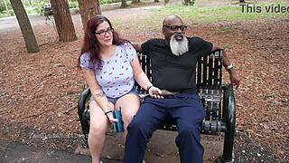 Nerdy Milf Sucks Big Black Dick In Park Outdoors!