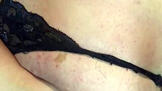 She plugs her ass then masturbates with massive dildo