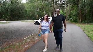 Nerdy Milf Sucks Big Black Dick In Park Outdoors!