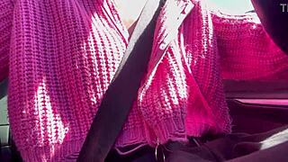 hey italian milf artemisia flashes those juicy big tits driving around