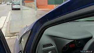 Blonde Czech girl flashes pussy on street then gets fucked in car by stranger.