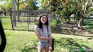 Tony Rubino pounds petite Kourtney Kai's shaved pussy doggystyle in bus back