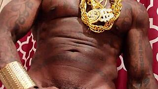 Hallelujah johnson strokes huge black hairy cock right in your face