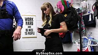 GUARD CATCHES 18+ TEEN STEALING SHOES AGAIN AND DEMANDS PUSSY PAYMENT AT WORK!