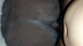 Thick black fuck doll pussy swallows all my creampie cum load