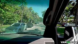 Tony Rubino pounds petite Kourtney Kai's shaved pussy doggystyle in bus back