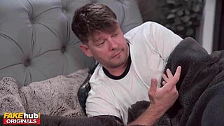 Fakehub freaky girlfriend pranks boyfriend bending over for monster cock doggystyle ride