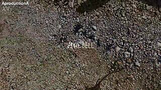 she gulps down hot pee then soaks her jeans twice in public outdoor fetish play