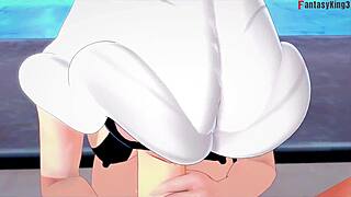 felicia hardy black cat gives bikini blowjob in spiderman hentai fantasy