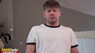 Fakehub freaky girlfriend pranks boyfriend bending over for monster cock doggystyle ride