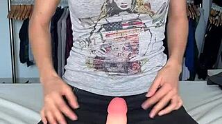 Solo big tits babe masters huge anal toy stretching limits perfectly