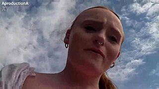 she gulps down hot pee then soaks her jeans twice in public outdoor fetish play